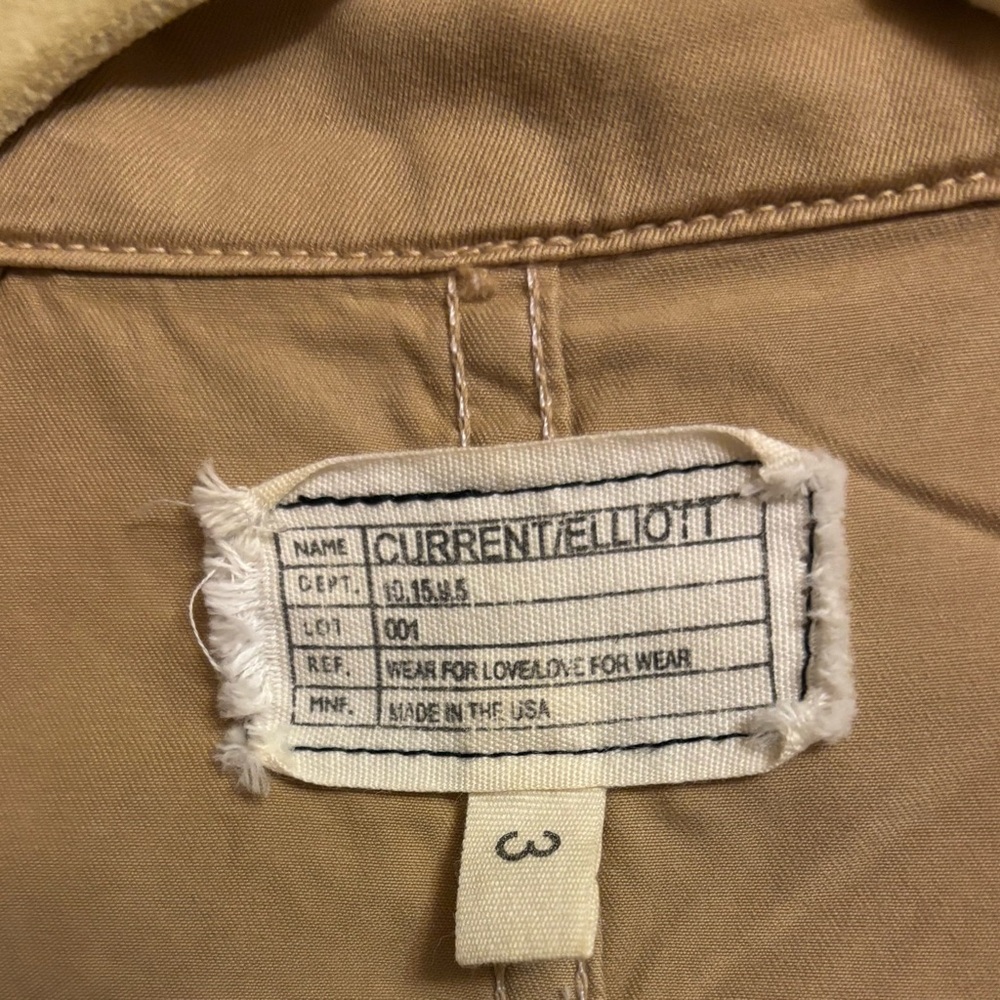 Current Elliott Women's Tan Double-Breasted Infantry Military Jacket - Picture 10 of 11